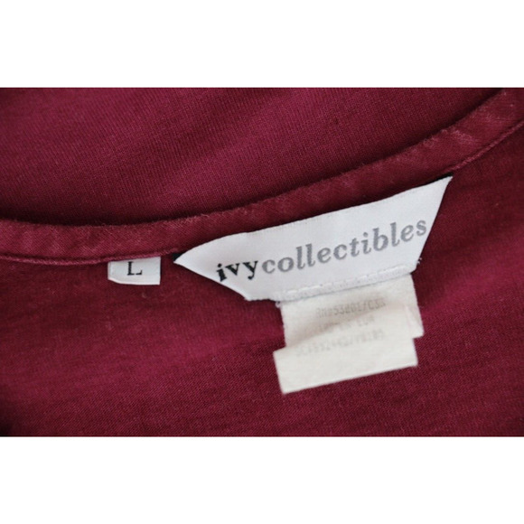 VINTAGE IVY Collectibles Womens Size Large Short Sleeve Pullover Shirt Maroon - Picture 6 of 6